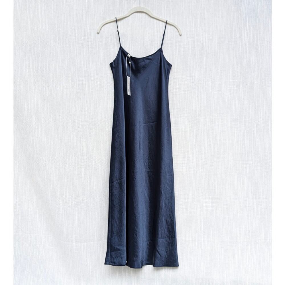 Vince Navy Silk Slip Midi Dress - Picture 3 of 9
